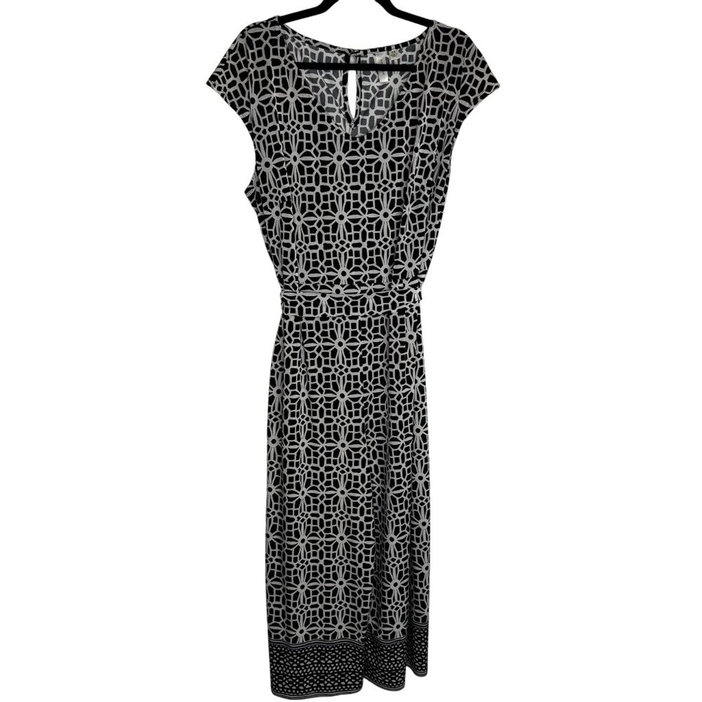 Tacera Womens Size‎ 2X Black & White Geometric Wide Leg Palazzo Midi Jumpsuit